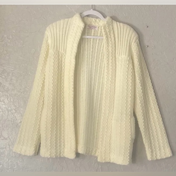 Vintage Country Craft Cardigan Sweater Women's Size Medium Beige 70’s 80’s GUC - Picture 1 of 15